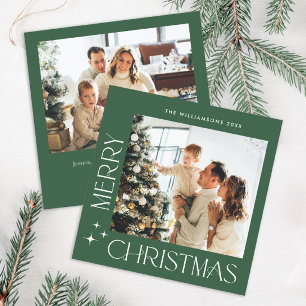 Elegant Minimalist Christmas Greeting 2 Photo Holiday Card