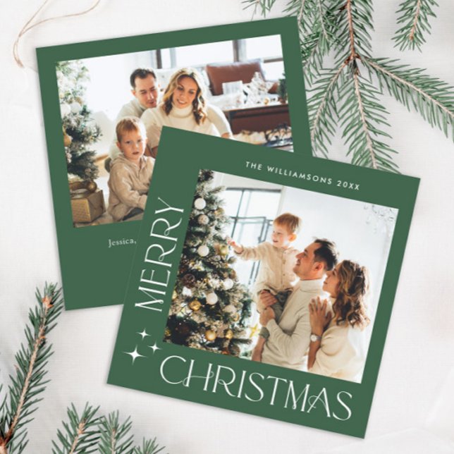 Elegant Minimalist Christmas Greeting 2 Photo Holiday Card (Creator Uploaded)