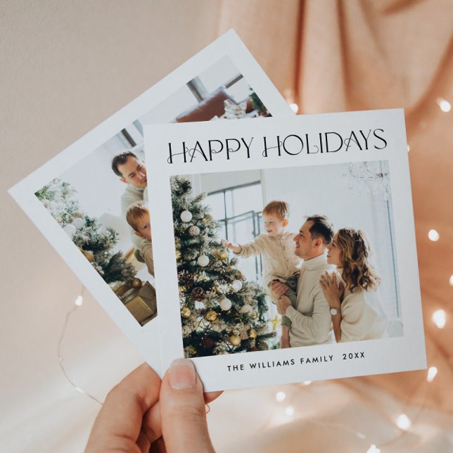 Elegant Minimalist Christmas Greeting 2 Photo Holiday Card (Creator Uploaded)