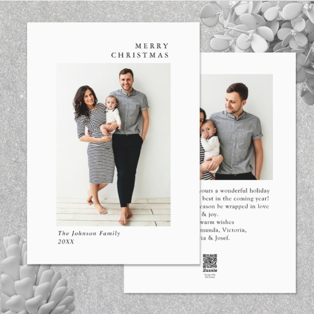 Elegant Minimalist Christmas Greeting 2 Photo Holiday Card (Elegant Minimalist Christmas Greeting Photo Holiday Card)