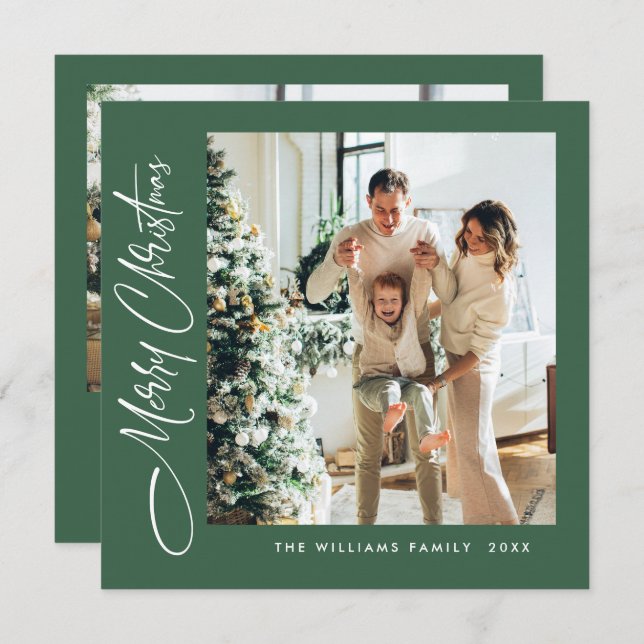 Elegant Minimalist Christmas Greeting 2 Photo Holiday Card (Front/Back)