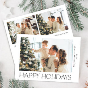 Elegant Minimalist Christmas Greeting 3 Photo Holiday Card