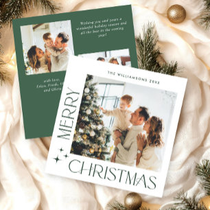 Elegant Minimalist Christmas Greeting 3 Photo Holiday Card