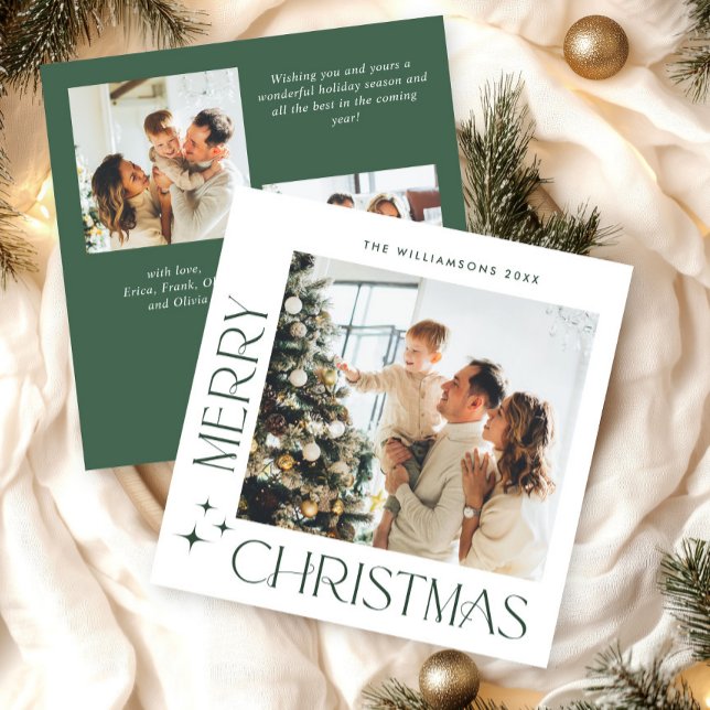 Elegant Minimalist Christmas Greeting 3 Photo Holiday Card (Creator Uploaded)