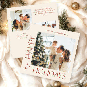 Elegant Minimalist Christmas Greeting 3 Photo Holiday Card