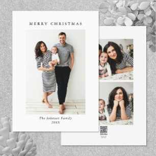 Elegant Minimalist Christmas Greeting 3 Photo Holiday Card