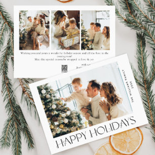 Elegant Minimalist Christmas Greeting 3 Photo Holiday Card