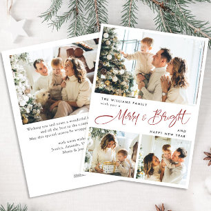 Elegant Minimalist Christmas Greeting 4 Photo Holiday Card