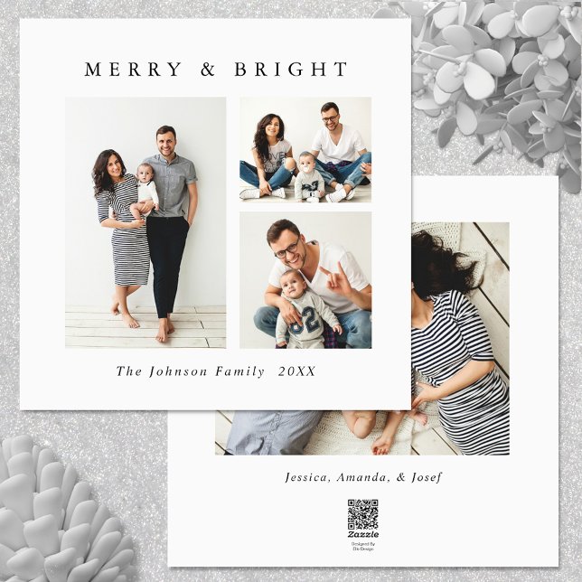 Elegant Minimalist Christmas Greeting 4 Photo Holiday Card (Zazzle Elegant Minimalist Christmas Greeting 4 Photo Holiday Card)