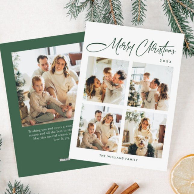 Elegant Minimalist Christmas Greeting 5 Photo Holiday Card (Creator Uploaded)