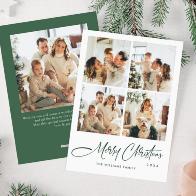 Elegant Minimalist Christmas Greeting 5 Photo Holiday Card (Creator Uploaded)