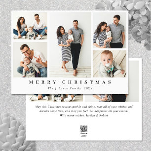 Elegant Minimalist Christmas Greeting 7 Photo Holiday Card