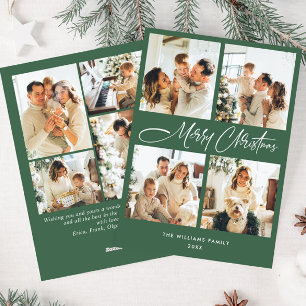 Elegant Minimalist Christmas Greeting 8 Photo Holiday Card