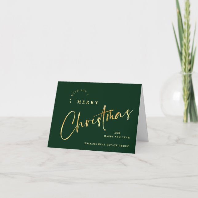 Elegant Minimalist Christmas Greeting Corporate Holiday Card (Front)