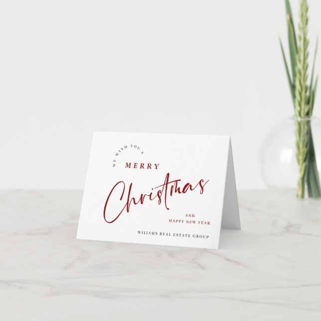 Elegant Minimalist Christmas Greeting Corporate Holiday Card (Front)