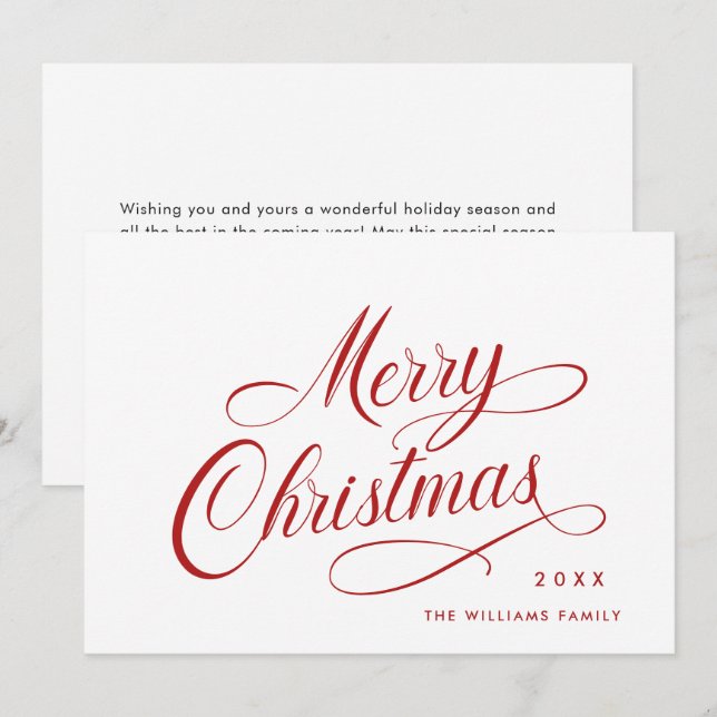 Elegant Minimalist Christmas Greeting Holiday Card (Front/Back)