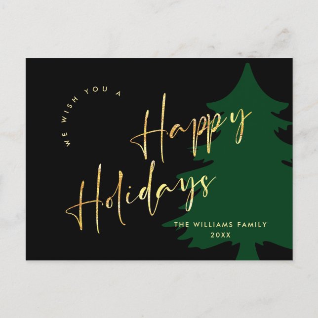 Elegant Minimalist Christmas Greeting Holiday Postcard (Front)