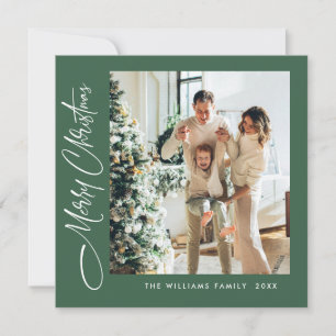 Elegant Minimalist Christmas Greeting One Photo Holiday Card