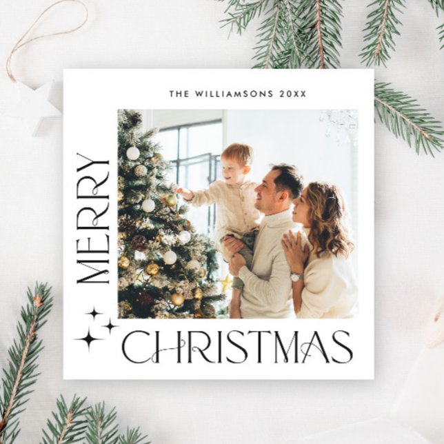 Elegant Minimalist Christmas Greeting One Photo Holiday Card (Creator Uploaded)