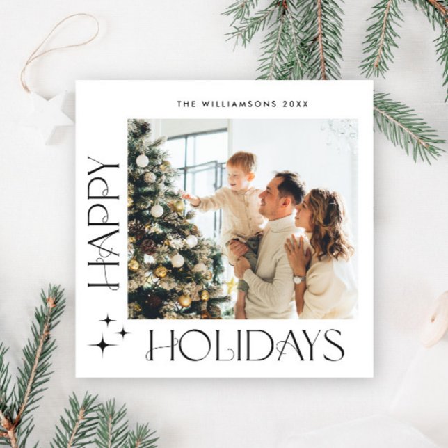 Elegant Minimalist Christmas Greeting One Photo Holiday Card (Creator Uploaded)