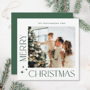 Elegant Minimalist Christmas Greeting One Photo Holiday Card