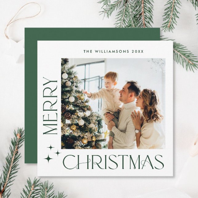 Elegant Minimalist Christmas Greeting One Photo Holiday Card (Creator Uploaded)