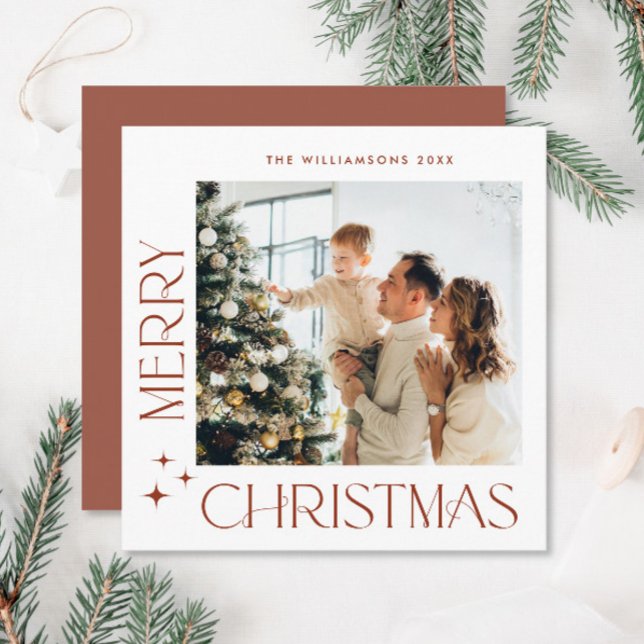 Elegant Minimalist Christmas Greeting One Photo Holiday Card (Creator Uploaded)