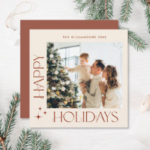 Elegant Minimalist Christmas Greeting One Photo Holiday Card