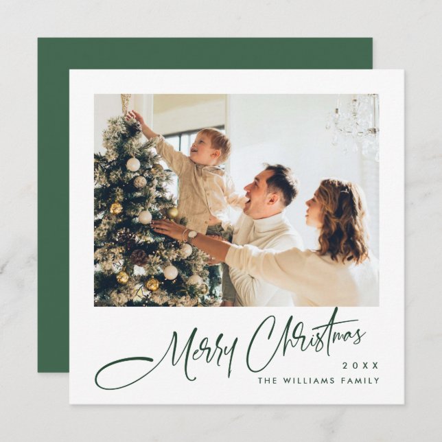 Elegant Minimalist Christmas Greeting One Photo Holiday Card (Front/Back)