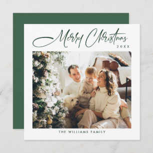 Elegant Minimalist Christmas Greeting One Photo Holiday Card
