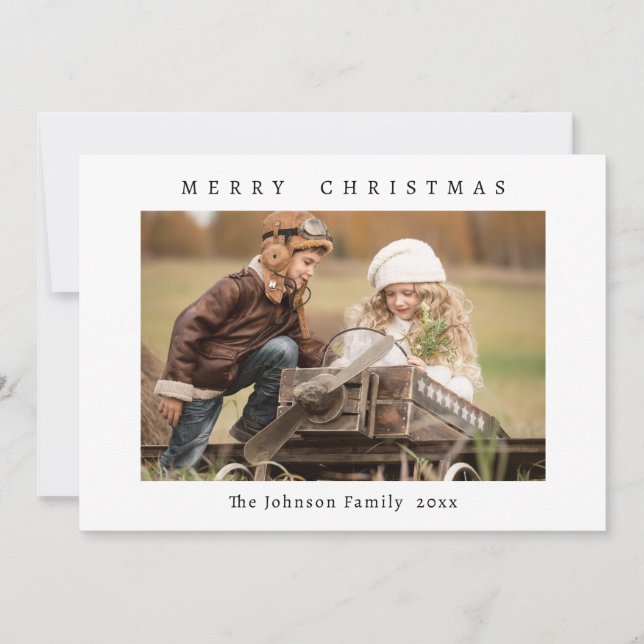 Elegant Minimalist Christmas Greeting Photo Holiday Card (Front)