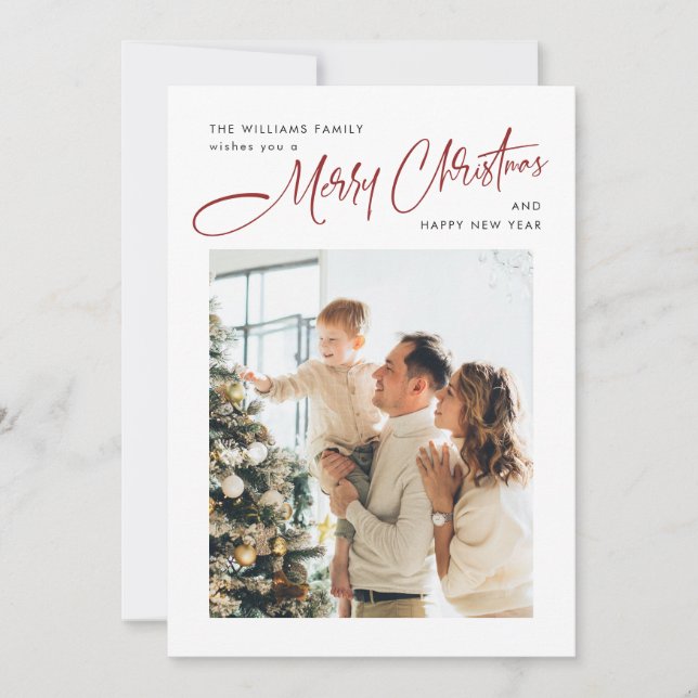 Elegant Minimalist Christmas Greeting Photo Holiday Card (Front)