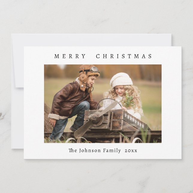 Elegant Minimalist Christmas Greeting Photo Holiday Card (Front)