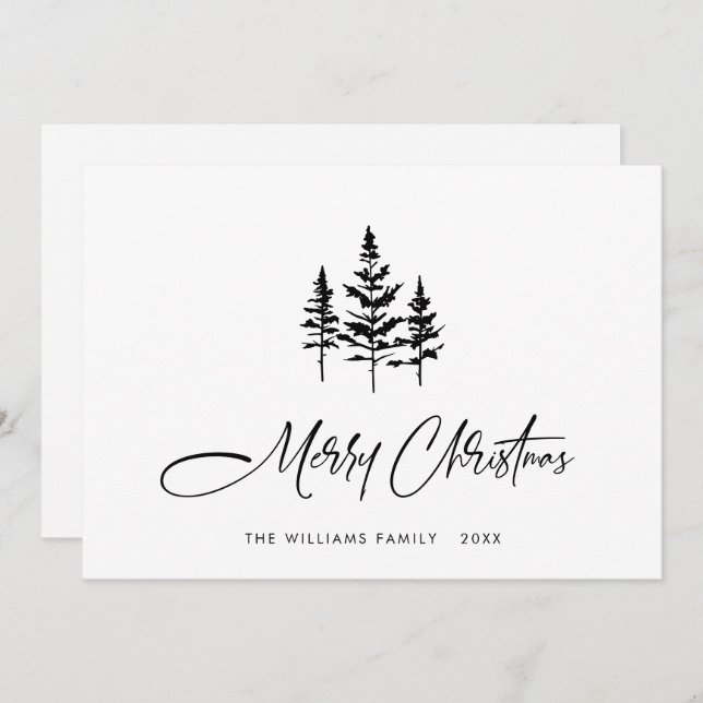 Elegant Minimalist Christmas Greeting QR code Holiday Card (Front/Back)