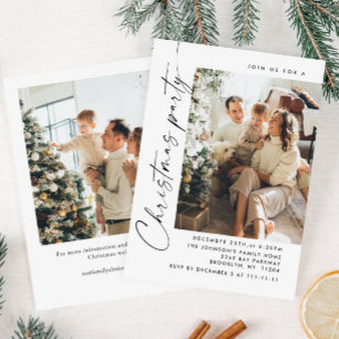 Elegant Minimalist Christmas Holiday Party 2 Photo Invitation