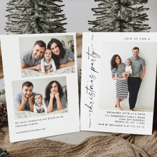 Elegant Minimalist Christmas Holiday Party 3 Photo Invitation