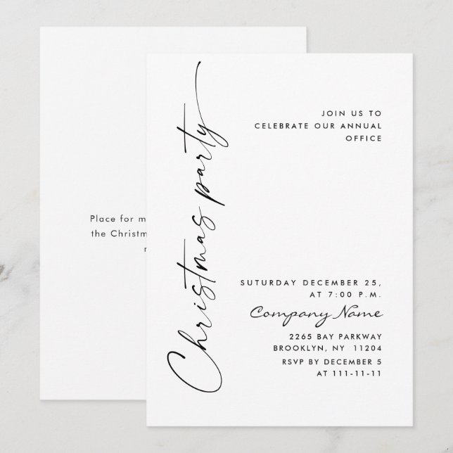 Elegant Minimalist Christmas Holiday Party Invitation (Front/Back)