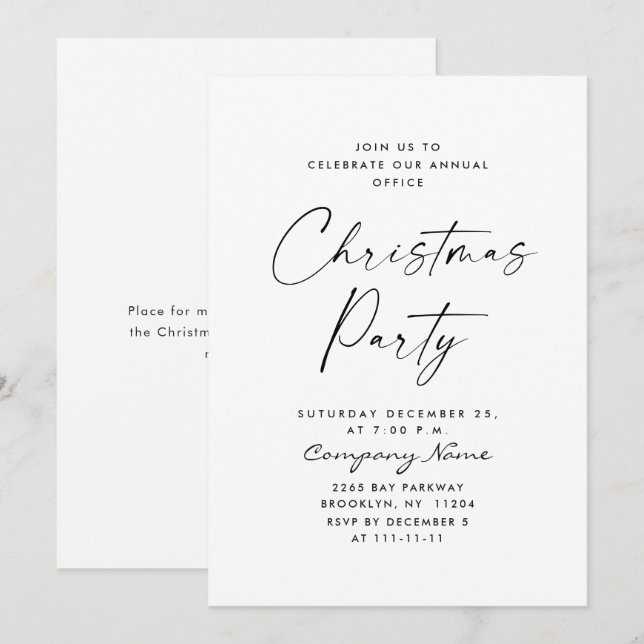 Elegant Minimalist Christmas Holiday Party Invitation (Front/Back)