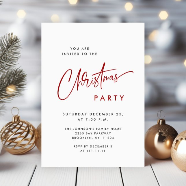 Elegant Minimalist Christmas Holiday Party Invitation (Creator Uploaded)