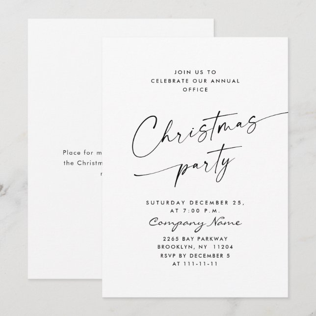 Elegant Minimalist Christmas Holiday Party Invitation (Front/Back)