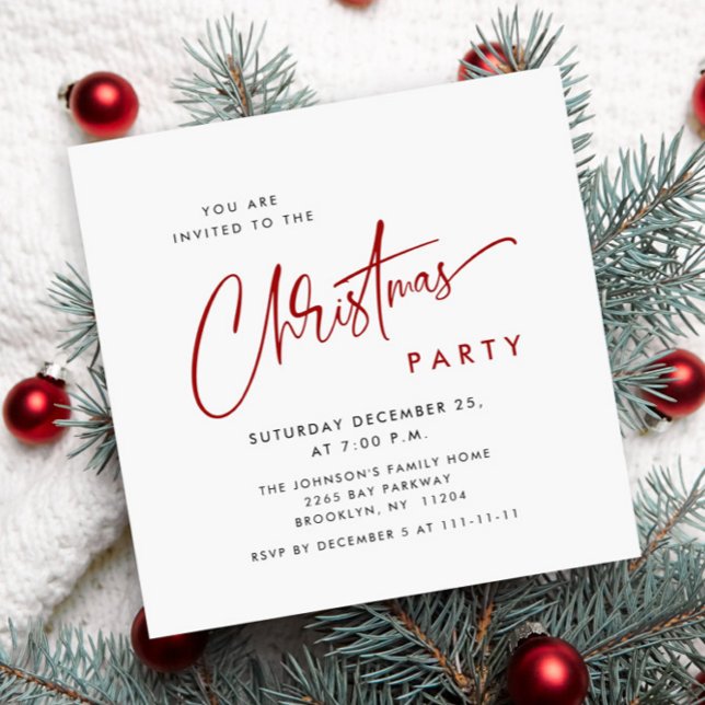 Elegant Minimalist Christmas Holiday Party Simple Invitation (Creator Uploaded)