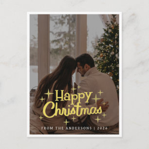 Elegant Minimalist Christmas Modern Family Photo Holiday Postcard
