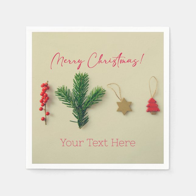 Elegant Minimalist Christmas Napkin with Holiday D (Front)