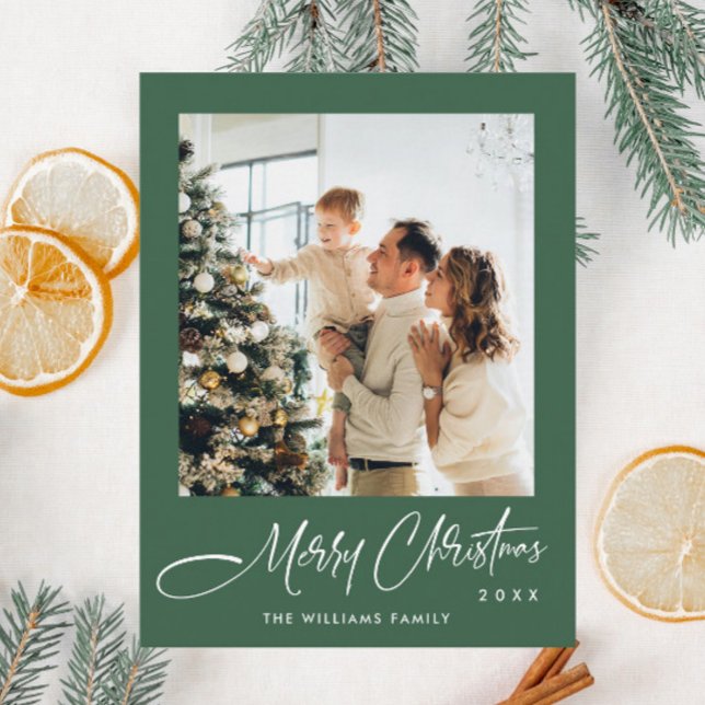 Elegant Minimalist Christmas One Photo Greeting Postcard (Creator Uploaded)