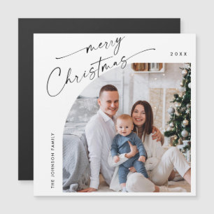 Elegant Minimalist Christmas PHOTO Magnetic Card
