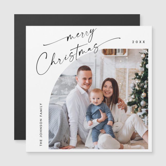 Elegant Minimalist Christmas PHOTO Magnetic Card (Front/Back)