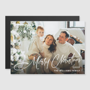 Elegant Minimalist Christmas PHOTO Magnetic Card