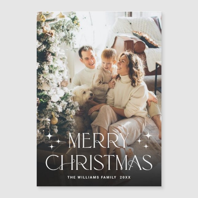 Elegant Minimalist Christmas PHOTO Magnetic Card (Front)