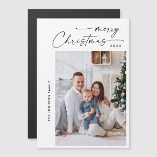 Elegant Minimalist Christmas PHOTO Magnetic Card
