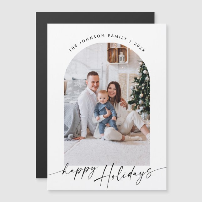 Elegant Minimalist Christmas PHOTO Magnetic Card (Front/Back)